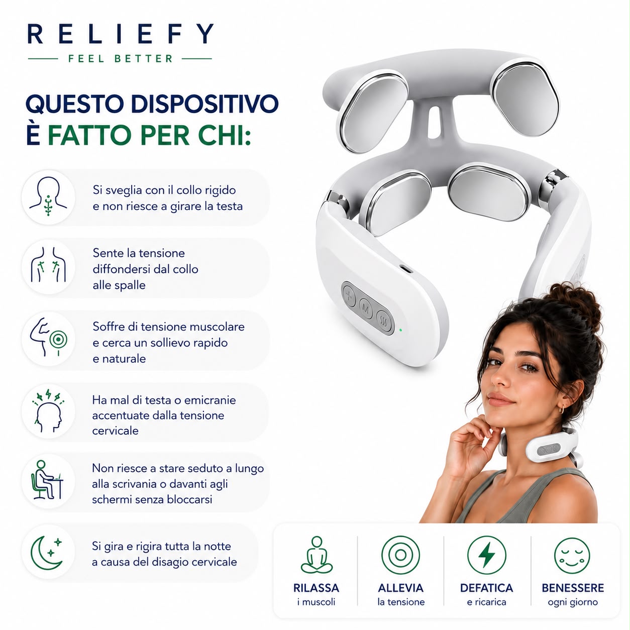 NeckPro - Massaggiatore cervicale EMS con Calore