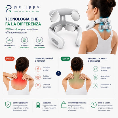 NeckPro - Massaggiatore cervicale EMS con Calore